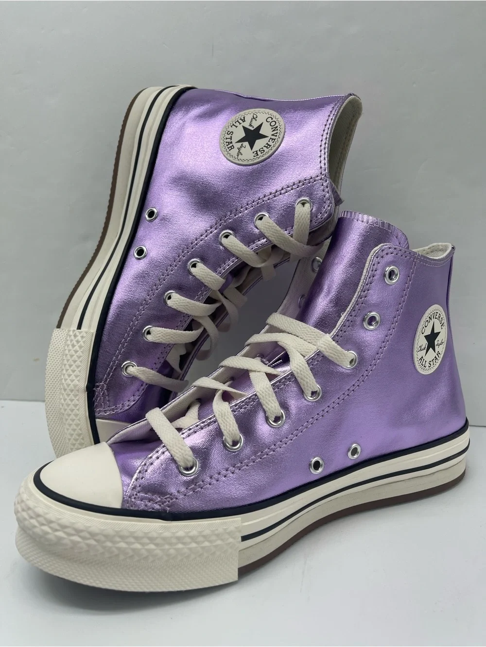 Converse CTAS EVA LIFT HI PURPLE/EGRET/BLACK A13449C Platform Sneakers